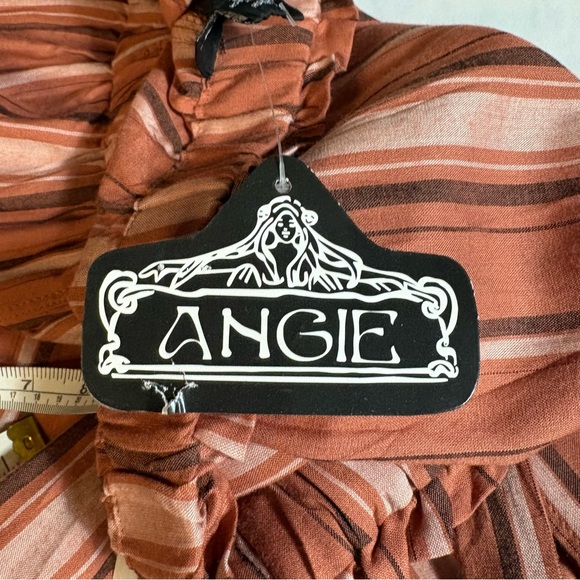 Angie Tie Waist Rust Colored Striped Wide Leg Palazzo Boho Trouser Pants Size L - Picture 5 of 13